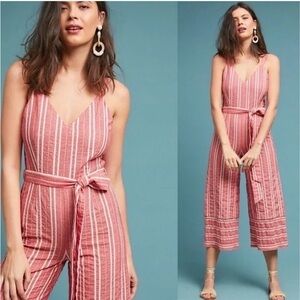 Anthropologie | Ett:Twa Red Robin Seersucker Jumpsuit Size Small